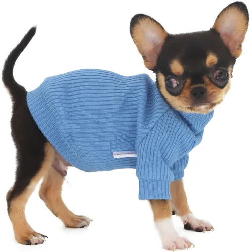 Vista 11 de LOPHIPETS Suéteres de cuello alto para perros pequeños para Chihuahua Teacup Yorkie Cachorro Ropa para Gatos - Rosa Claro Brillante/XXS