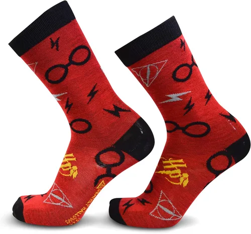 Vista 3 de Harry Potter Paquete de 2 calcetines Hogwarts Express Lightning Bolt de 9 34, Rojo