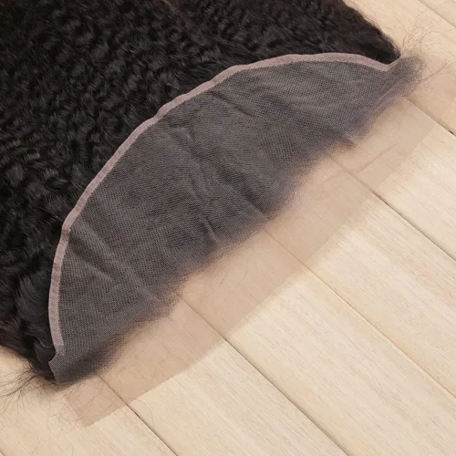 Vista 5 de Cabello humano virgen brasileño lacio 13x4 transparente encaje frontal Yaki recto oreja a oreja encaje frontal con pelo de bebé parte libre