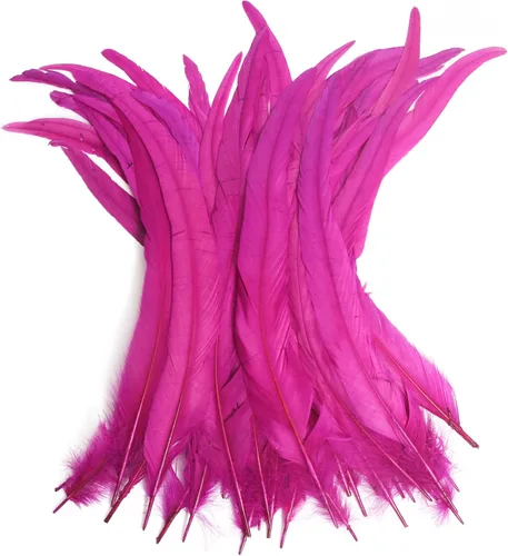 Vista 17 de THARAHT 50 Plumas de Cola de Gallo Naturales de 12-14 Pulgadas (30-35 cm) a Granel para Manualidades, Atadura de Moscas, Boda, Plumas para Fiestas