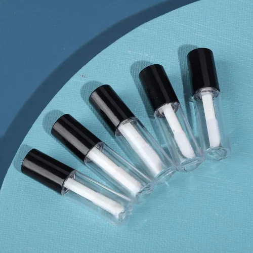 Vista 7 de Caja de 45 paquetes, tubos vacíos de plástico transparente para brillo de labios, contenedor de botella de bálsamo labial, negro, transparente, 0.04