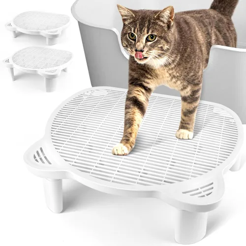 Vista 11 de Escalón para caja de arena, escalón para gatos, rampa, atrapador con función de filtro, fácil de limpiar, ideal para gatitos y gatos ancianos (negro)