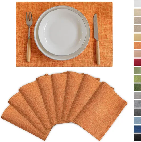 Vista 25 de Demetex - Juego de 4 manteles individuales de mesa de estilo rústico, resistentes al calor, de lino, lavables, de tela, manteles individuales