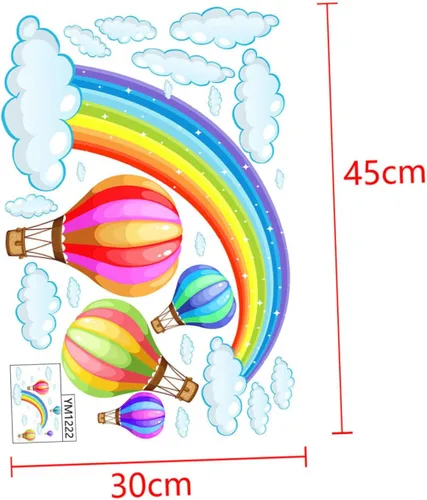 Vista 8 de Toyvian Adhesivo decorativo para ventana, diseño de nubes, calcomanías de pared, globo de aire caliente, para habitación de bebé, niña, papel tapiz