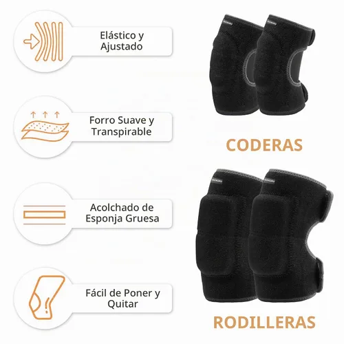 Vista 3 de Juego de rodilleras y coderas para niños, equipo de protección Negro