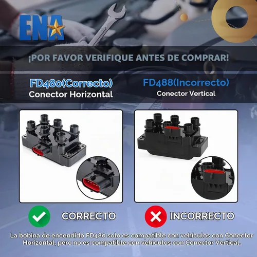 Vista 2 de ENA Paquete de bobinas de encendido compatible con Mercury Ford Mazda F150 E150 Econoline Aerostar Explorer Mustang Mystique Ranger Sable B3000