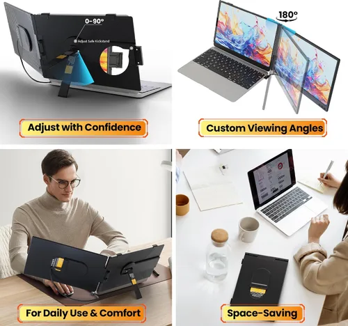 Vista 4 de Extensor de pantalla para portátil de 14,2", monitor portátil FHD Negro mate
