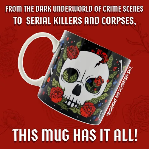 Vista 6 de Ginger Fox - Taza de café True Crime Addict, taza de café espeluznante, taza de café de cerámica, mercancía de adicto al crimen, regalos de crimen