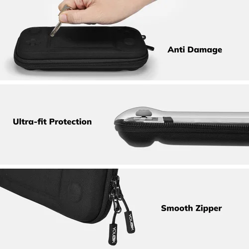 Vista 4 de Younik Switch Lite Case, Black Case for Switch Lite, 14 in 1 Switch Lite Accessories Bundle with Carrying Case, Clear Protective Case, Game Card