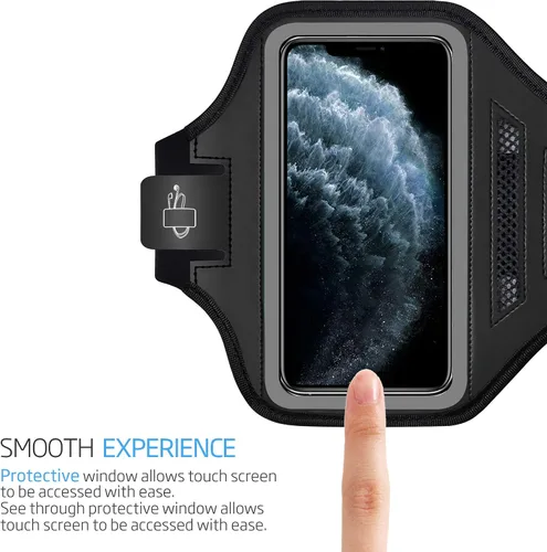 Vista 3 de Funda con brazalete para teléfono celular para iPhone 15, 14, Pro con banda ajustable y soporte para llaves para correr, hacer ejercicio y recreación