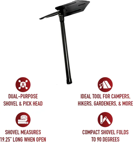 Vista 7 de Rothco Pala plegable con mango de acero pesado - Herramienta compacta de supervivencia para acampar al aire libre