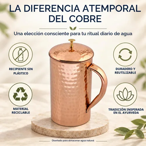 Vista 7 de Jarra de cobre de 51 onzas, jarra de agua de cobre 100% puro