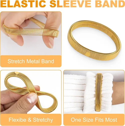 Vista 24 de Coolrunner 6 piezas antideslizantes elásticos para camisas de manga de brazaletes metálicos para ligas elásticas de banda