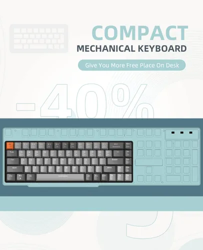 Vista 5 de ZIYOU LANG RK68 Teclado mecánico inalámbrico 60%, receptor de modo dual Bluetooth 5.02.4Ghz, mini 68 teclas intercambiables en caliente, teclas