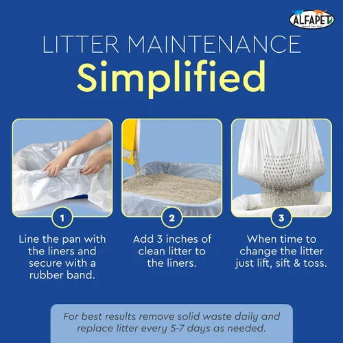 Vista 6 de Alfapet Revestimientos Originales para Caja de Arena para Gatos con Tamiz - Extra Gigante 60 Unidades - Bolsas de Arena para Gatos Resistente al