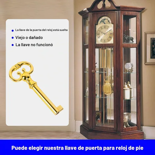 Vista 4 de Llave de reloj para puerta de abuelo, repuesto Ridgeway Grandfather, Sligh, Pearl, Seth, Thomas, Howard Miller Grandfather Clock Key adecuada