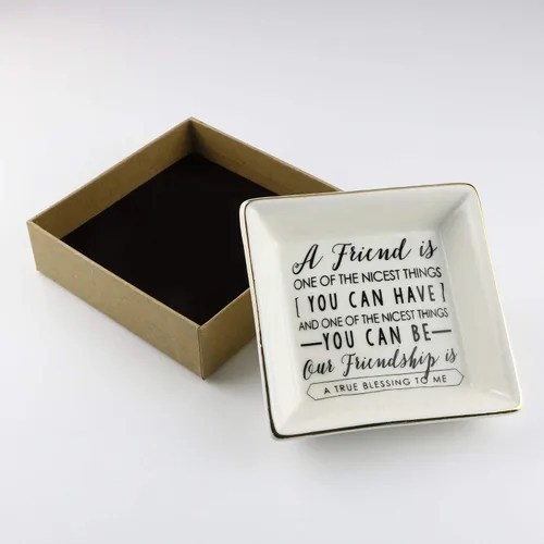 Vista 2 de JoycuFF Regalos de amistad para mujeres, amigas, plato para anillos, bandeja de joyería de amistad, regalos únicos para mejor amiga, mejor amiga