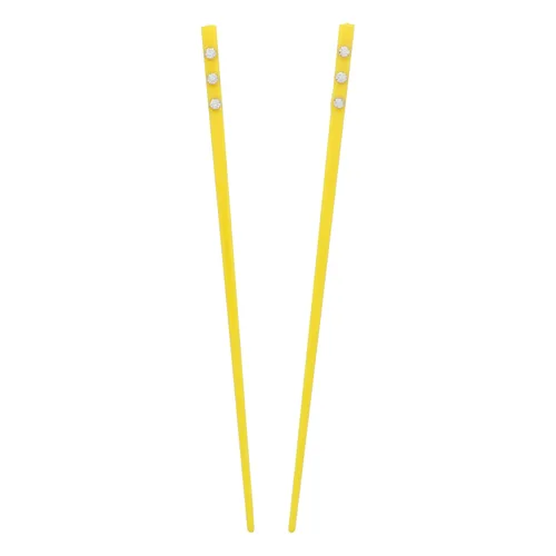 Vista 5 de Juego de 2 palillos de pelo con 3 diamantes - Negro