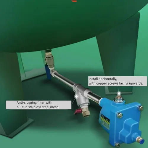 Vista 2 de La válvula de drenaje del compresor de aire G1/2 BSP soporta 2,5 Mpa, drenaje automático mecánico para el condensado del compresor de aire