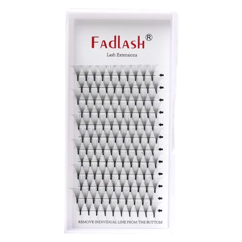 Vista 20 de FADLASH Extensiones de pestañas postizas en abanico con base puntiaguda 10D, extensiones de pestañas postizas de tallo medio, extensiones