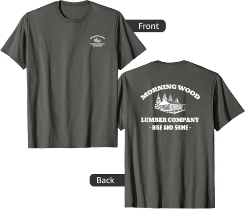 Vista 46 de Morning Wood Lumber Company - Camiseta con estampado de espalda delantera, Negro, S