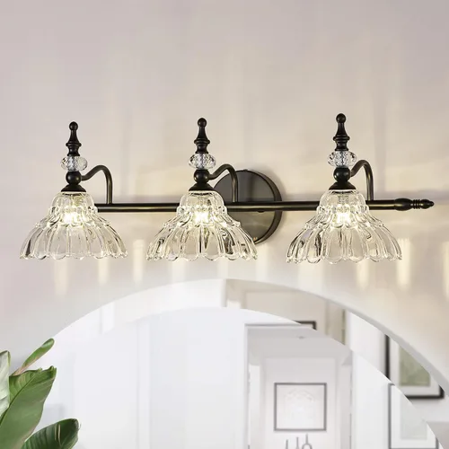 Vista 14 de HDDFL Lámpara de baño sobre espejo, accesorios de iluminación de tocador de latón mate, apliques de pared modernos para dormitorio, baño, pasillo