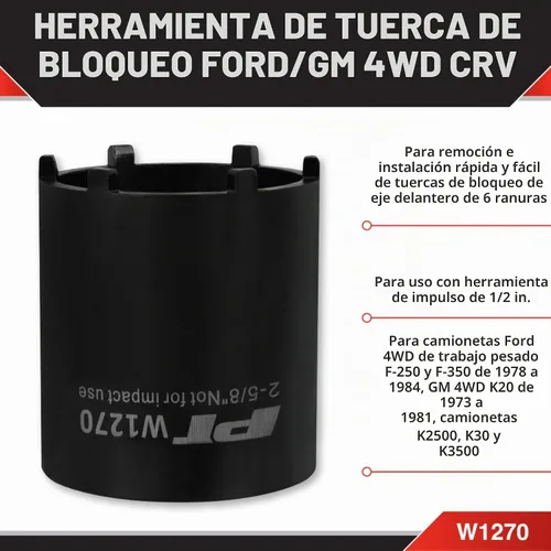 Vista 2 de Performance Tool W1270 Ford/Gm Herramienta de tuerca de bloqueo de tracción en las 4 ruedas, dado de tuerca de bloqueo de 1/2 pulgada de impulso x