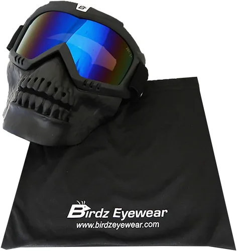 Vista 4 de Birdz Skullbird - Gafas protectoras acolchadas para motocicleta ATV, color negro, con cubrebocas