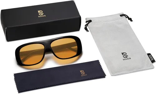 Vista 6 de SOJOS Gafas de sol polarizadas cuadradas retro de gran tamaño para mujeres y hombres gafas de sol grandes gafas de sol de diseño llamativo SJ2243