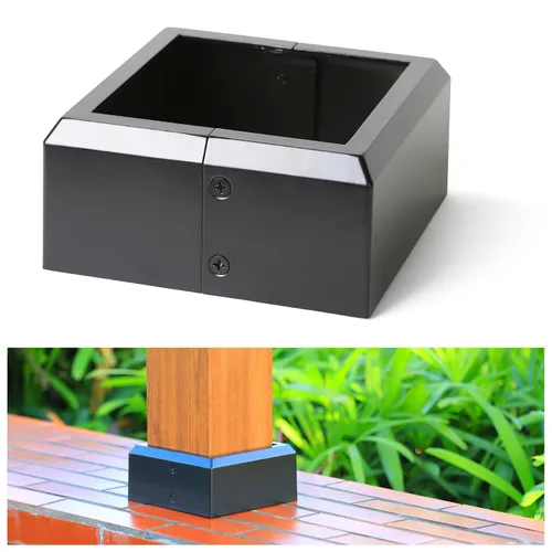 Vista 21 de Paquete de 4 cubiertas de base de poste de cubierta de aleación de aluminio (base de poste de 1 x 1 pulgada x 3.35 pulgadas), para pasamanos, Blanco