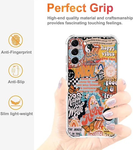Vista 4 de Funda de collage estético para Samsung Galaxy S21, patrón de citas positivas, funda de TPU suave de moda compatible con Galaxy S21
