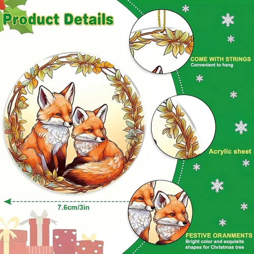 Vista 3 de Adorno de Navidad de zorro, árbol de Navidad de la familia de zorros, adornos de zorros de Navidad 2025, decoraciones colgantes de árbol, regalos