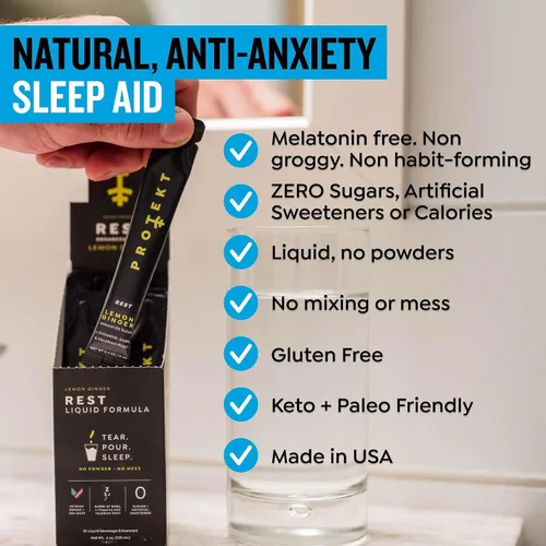 Vista 3 de PROTEKT GABA L - Suplemento de teanina Ayuda para dormir sin melatonina para adultos Raíz de valeriana para apoyo nocturno y sueño reparador