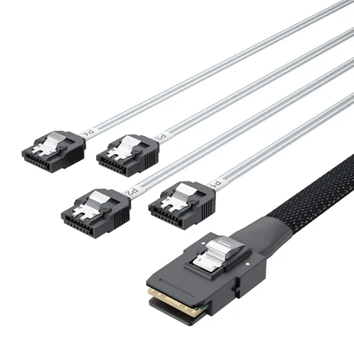 Vista 8 de ipolex Mini SAS SFF-8087 a 4xSATA Cable de conexión frontal interno, compatible con controladores RAID, HBA, servidores y sistemas