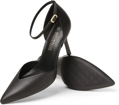 Vista 4 de DREAM PAIRS Zapatos de tacón alto para mujer, con tiras cerradas, correa en el tobillo, puntera puntiaguda, tacón D'Orsay para boda, fiesta, zapatos