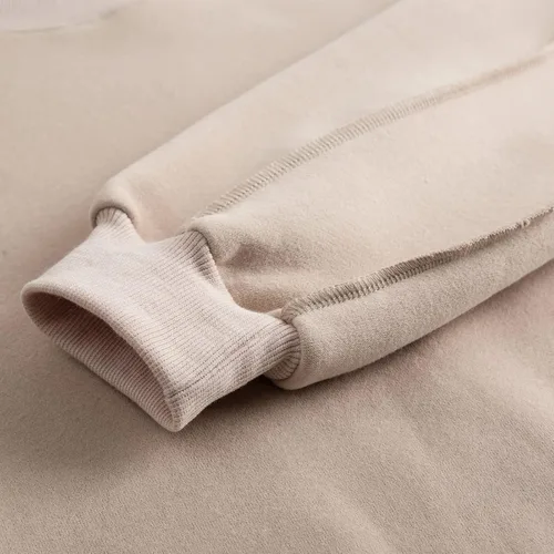 Vista 4 de Amazhiyu Sudadera Corta para Mujer de Manga Larga con Forro Polar Albaricoque