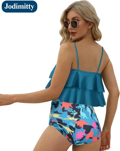 Vista 3 de Jodimitty 2 Piece High Waisted Tummy Control Bathing Suit Tankini for Bikini Set