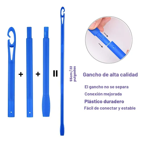 Vista 2 de Rizadores de pelo de 22 pulgadas gancho sin calor rizos gancho rizadores de pelo estilo (azul)