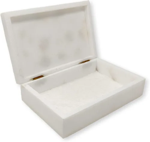 Vista 2 de Hashcart Joyero organizador de mármol Caja decorativa para baratijas Diseño floral tallado a mano Caja de recuerdos Aniversario, regalos