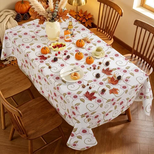 Vista 3 de Mantel de vinilo para primavera y verano con reverso de franela, rectangular, 52 x 70 pulgadas