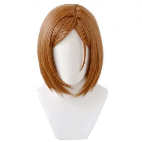Vista 6 de DAZCOS Kugisaki Nobara - Peluca de cosplay con calcomanías para disfraz de anime (marrón)