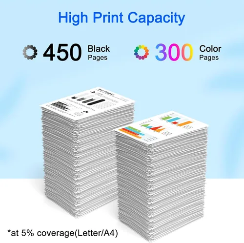 Vista 3 de 65XL Paquete combinado de cartuchos de tinta negro y color compatible con HP 65 N9K04AN N9K03AN Uso para HP Envy 5052 5055 5058 Deskjet 2624 2652 1