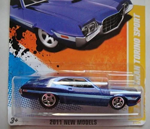 Vista 2 de HOT WHEELS 2011 NUEVOS MODELOS AZUL '72 FORD GRAN TORINO SPORT 2/50 5 RADIOS