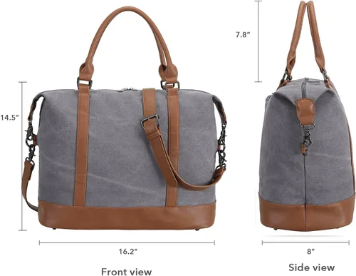 Vista 9 de BLUBOON Bolsas de viaje con cremallera, bolsa de lona para mujer, bolsa de fin de semana para mujer, bolsa de lona para llevar en la bolsa de lona