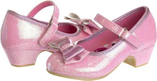 Vista 4 de Disney Zapatos - Correa plana Mary Jane con lazo para niñas, disfraz de princesa de personaje, disfraz de flores, fiesta escolar, sin cordones