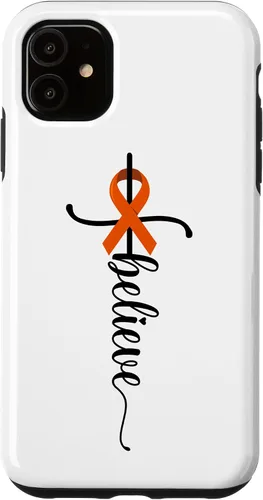 Vista 6 de iPhone 12 mini Believe Faith Survivor Warrior Orange Ribbon Estuche para cáncer de riñón