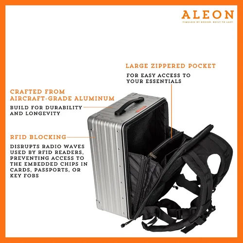 Vista 5 de Mochila híbrida ligera de aluminio de 17 pulgadas para hombres y mujeres, se adapta a portátiles de 15 pulgadas, mochila rígida de alta calidad