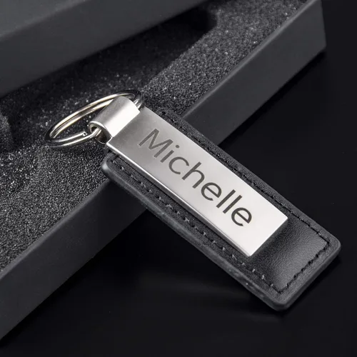 Vista 4 de Personalized Keychains Engraved Metal or Leather Keychain Custom Key Chain for Car Keys Father's Day Gift