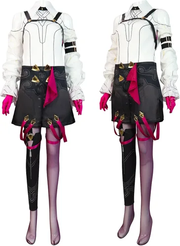 Vista 6 de Moalioi Honkai Star Rail - Disfraz de cosplay de Honkai Kafka, traje de fiesta de Helloween con peluca