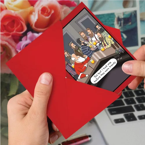 Vista 6 de NobleWorks - 12 divertidas tarjetas de dibujos animados para Navidad - Humor navideño, juego de tarjetas de papelería en caja